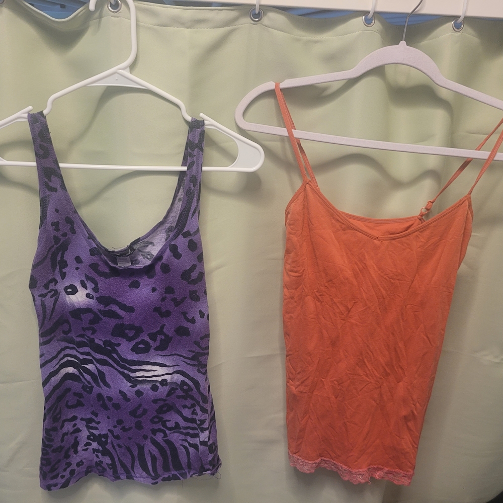 Purple Animal Print Tank Top And Orange Tank Bundle
